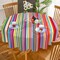 Mexican Rainbow Striped Round Tablecloth 60x60in – Colorful Fiesta Table Cover for Dining, Party & Banquet